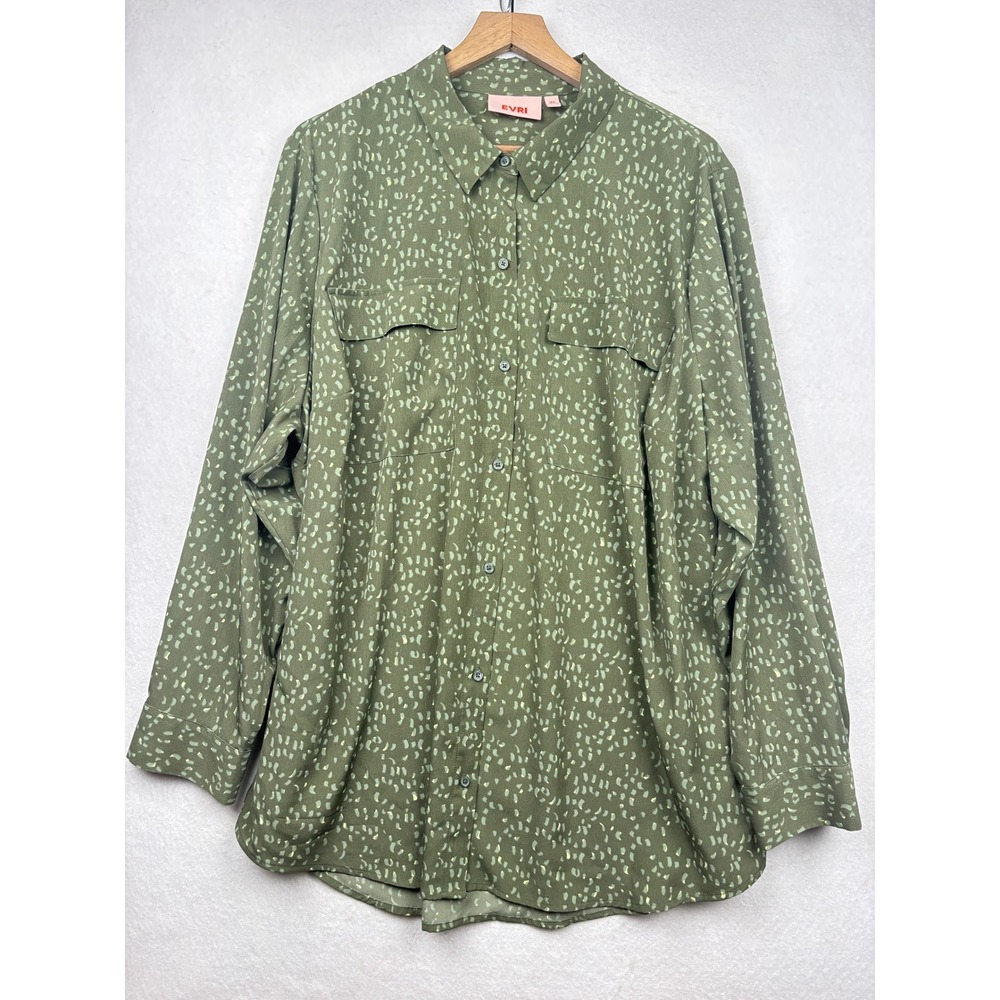 EVRI Utility Shirt Womens 3X Button Front Chest Pockets